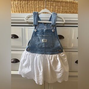 OshKosh B'gosh Denim Overall Dress in Blue and White